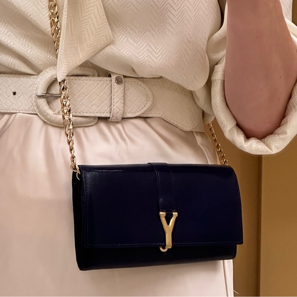 Yves Saint Laurent Handbags - Authentic YSL Blue Long Wallet in the chain
